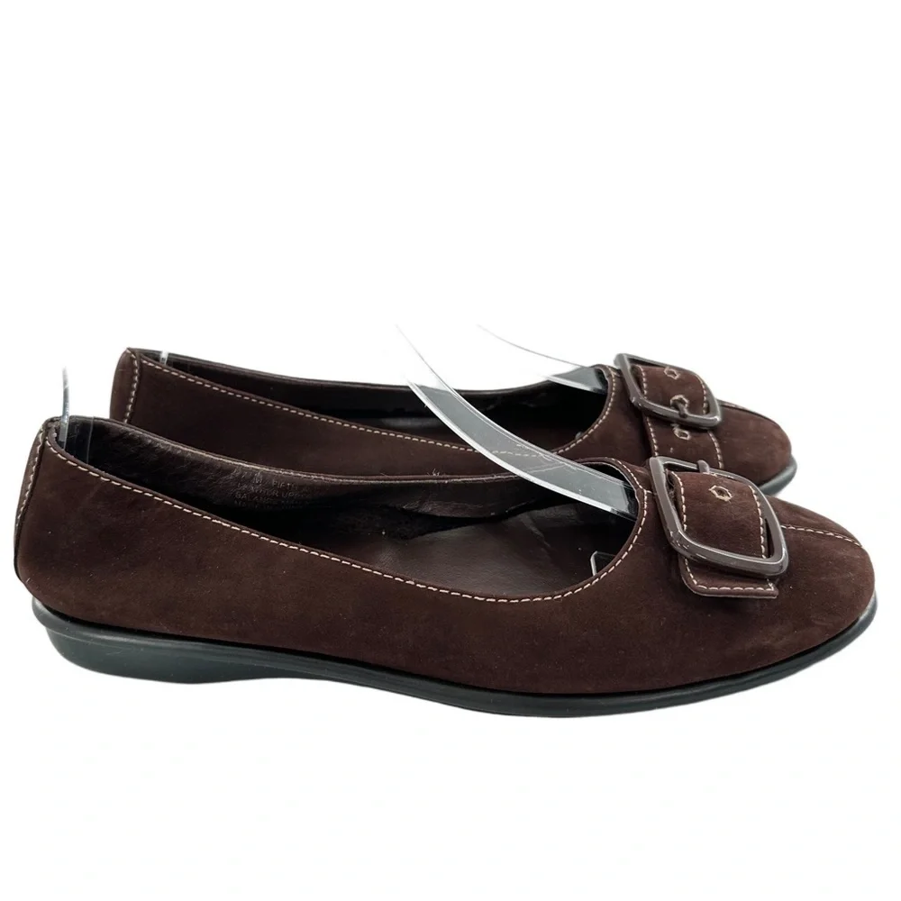 Aerosoles womens flats size 7.5 chocolate brown suede buckle old money loafers